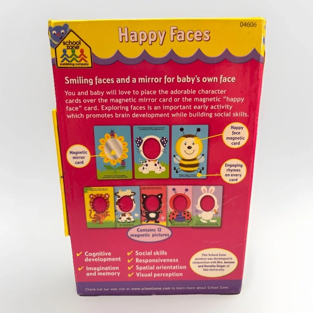 School Zone Happy Faces Infant Mirror Cards 7 Double-Sided Cards Cognitive